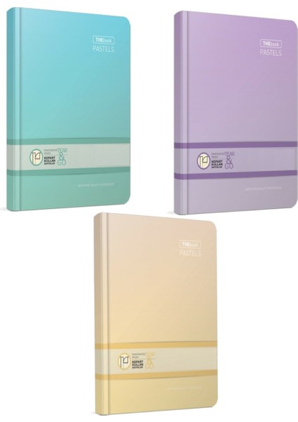 Book Pastels Sert Kapak Çizgili Defter Seti 120 Yaprak 17 x 24 cm 3'lü