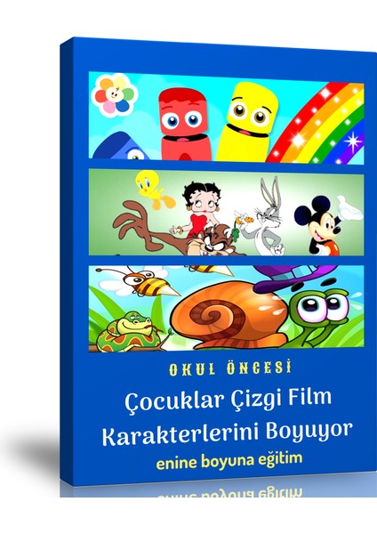 Enine Boyuna Eğitim Okul Öncesi Çocuklar Çizgi Film Karakterlerini Boyuyor