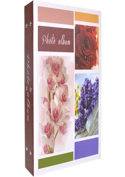 300'LÜK 10 x 15 cm Çiçek Desenli Bordo Fotoğraf Albümü