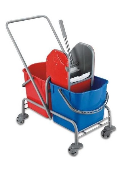 Metal Temizlik Arabası Çift Kovalı