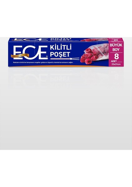 Buzdolabı Poşeti Kilitli Büyük Boy 8'li