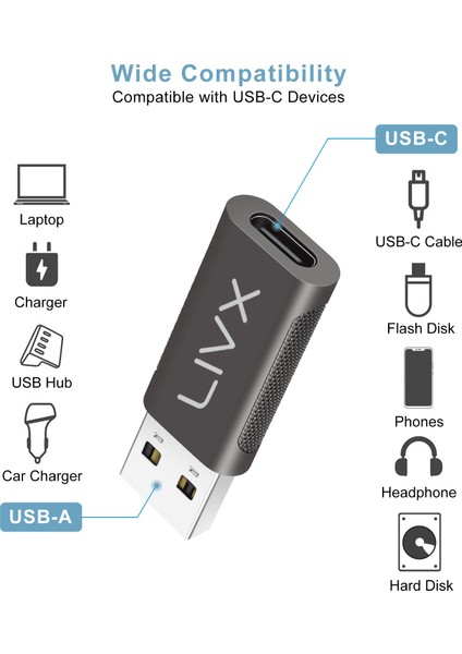 Type C To USB 3.0 Çevirici Dönüştürücü Otg Adaptör Gri