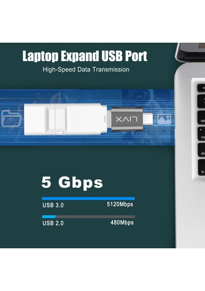 Usb3.0 To Type C Çevirici Dönüştürücü Otg Adaptör Gri