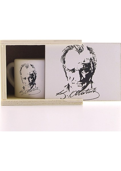 Özel Ahşap Kutulu Mustafa Kemal Atatürk Tasarım Porselen Kupa fiyatları