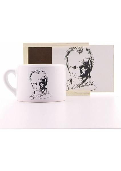 Özel Ahşap Kutulu Mustafa Kemal Atatürk Tasarım Porselen Kupa modelleri