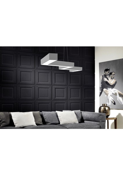 Hegza Lighting Zigzag Gri Kasa Beyaz Işık Ledli Modern LED Avize