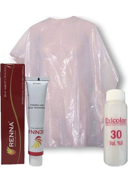 Saç Boyası 60 ml - 9r Yoğun Açık Sarı + Exicolor 60 ml Oksidan 30 Volüm + Boya Naylonu