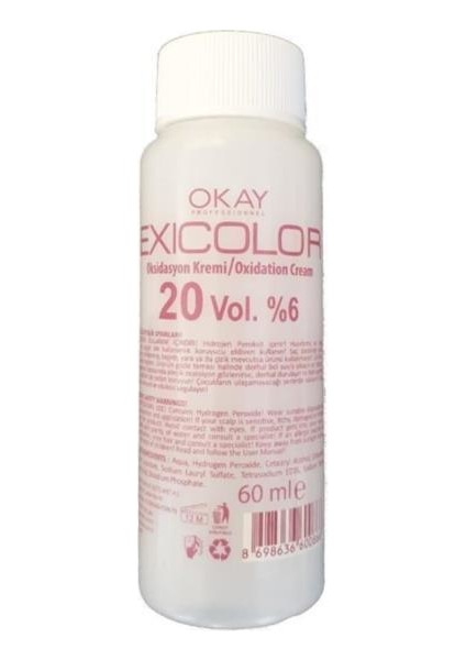 Saç Boyası 60 ml - 6.4 Koyu Kumral Dore Bakır + Exicolor 60 ml Oksidan 20 Vol + Boya Naylonu