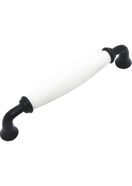 Porselen Dolap Mutfak Çekmece Mobilya Kulpu Mat Siyah Düz Beyaz 128MM (12,8cm) Aks.