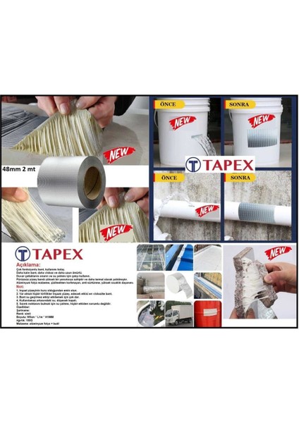 Gumtape Su Geçirmez Alüminyum Izolasyon Tamir Bandı 48MM x 2m