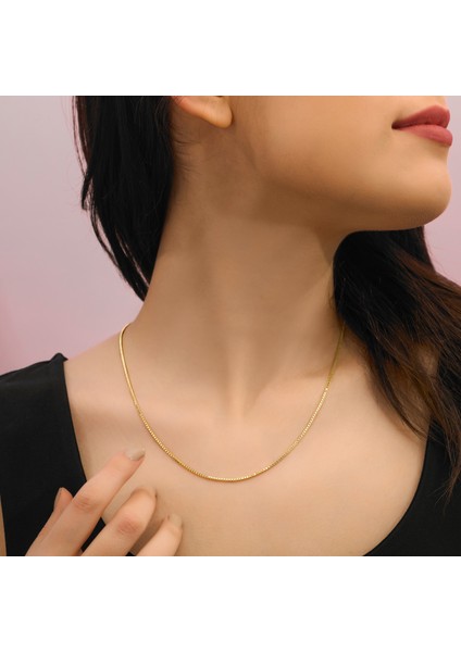 Myoprogold 14 Ayar Altın Italyan Küp Modeli Zincir Kolye
