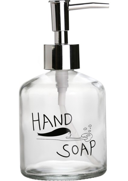Cam Sıvı Sabunluk El Sabunu Yazılı 300ML 7.6X15.5CM