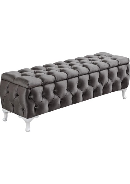 Lüks Sandıklı Kapitone Puf Bench Ayakucu Koltuk 110 cm