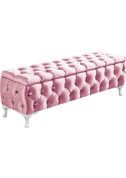 Lüks Sandıklı Kapitone Puf Bench Ayakucu Koltuk 110 cm
