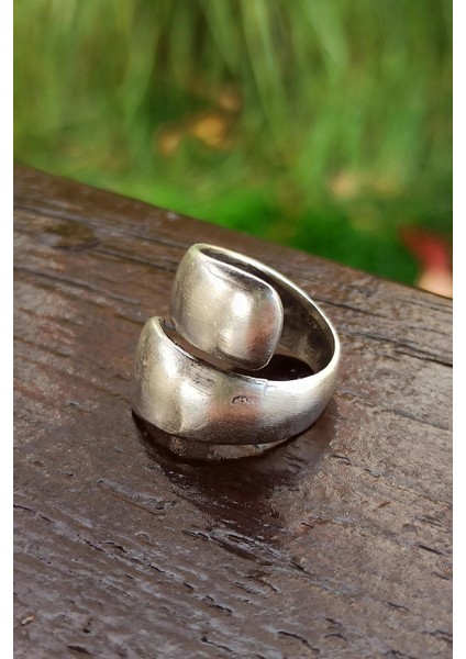 Antik Gümüş Kaplama Kavisli El Yapımı Ayarlanabilir Yüzük fiyatları