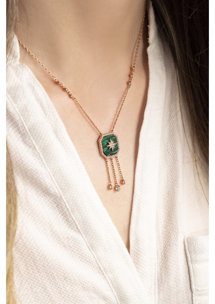 Pırlanta Kadın 925 Ayar Gümüş Swarovski Taşlı Kolye GKL00074-047