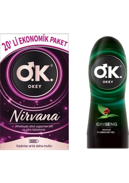 Nirvana 20 Li Avantaj Paketi +Ginseng 200 ml Masaj ve Kayganlaştırıcı Jel