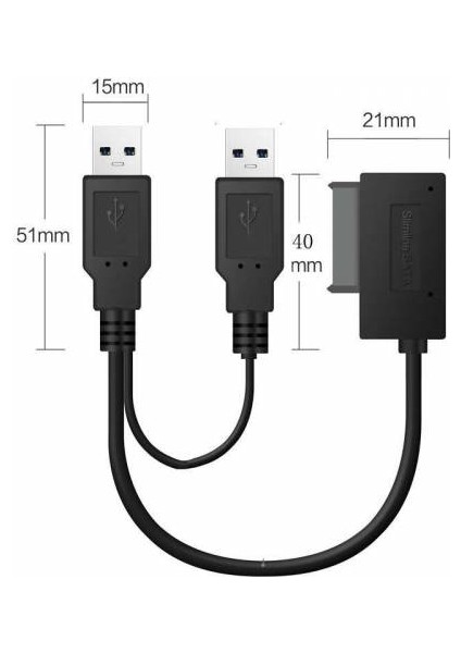 USB Dvdrw Kablosu USB Mini Sata Kablo USB Slimline Kablo