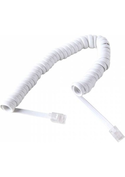Telefon Ahize Kablosu 4P4C (Siyah Gri Beyaz) Spiral Uzayan Kablo