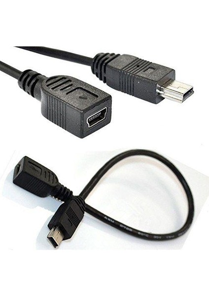 5 Pin Uzatma Kablosu Mini USB Uzatma Kablosu 20 cm Mini USB 5 Pin Uzatma Kablosu