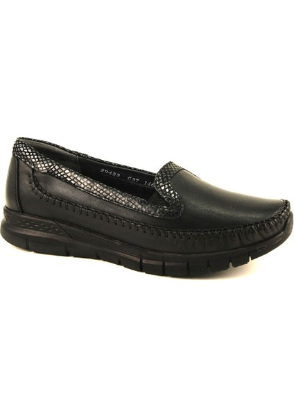 29423 Kadın Siyah Deri Comfort Ayakkabı