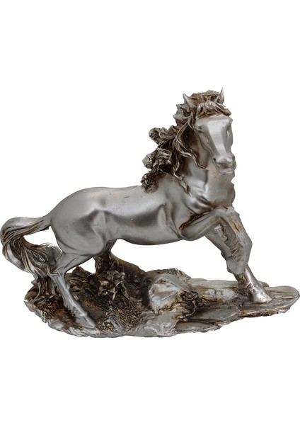 Dekoratif Gümüş At Biblo