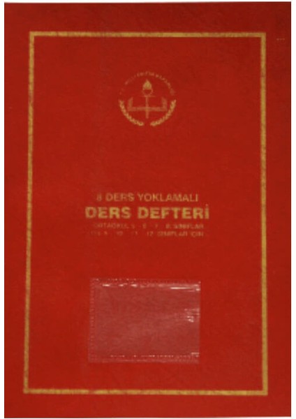 Ders Defteri 8 Ders Yoklamalı Kırmızı Plastik Kapak