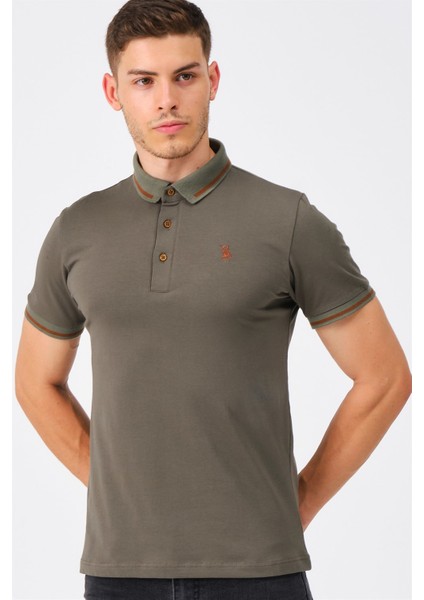 T8586 Dewberry Erkek Polo Yaka T-Shirt-Haki