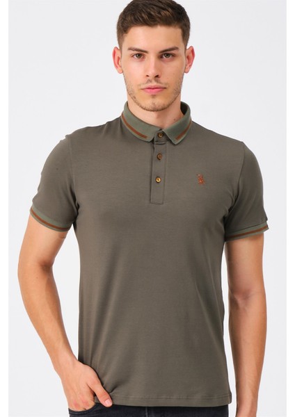 T8586 Dewberry Erkek Polo Yaka T-Shirt-Haki