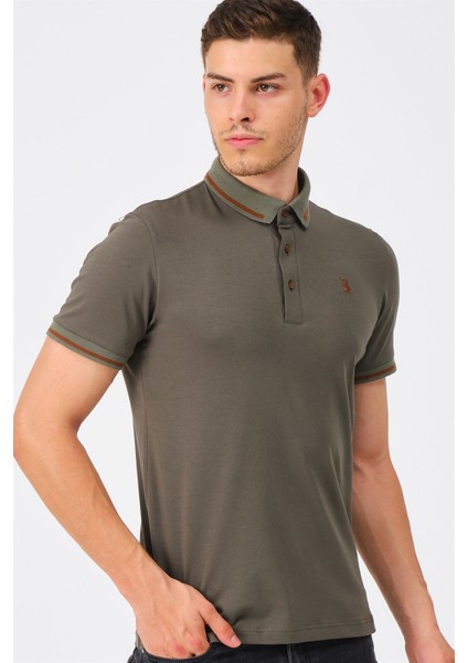 T8586 Dewberry Erkek Polo Yaka T-Shirt-Haki