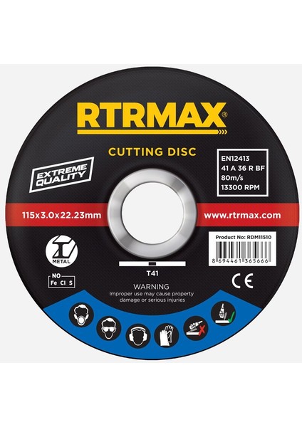 Rtrmax RDM11530 Metal Kesme Diski 115*3.0*22MM