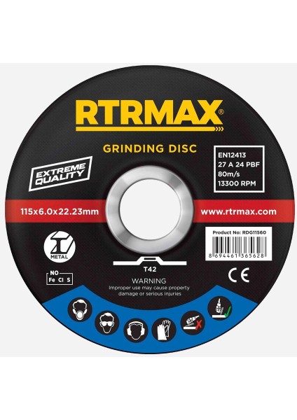 Rtrmax RDG11560 Çapak Alma Diski 115*6.0*22 mm