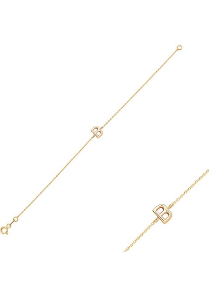 14 Ayar Altın B Harfli Bileklik