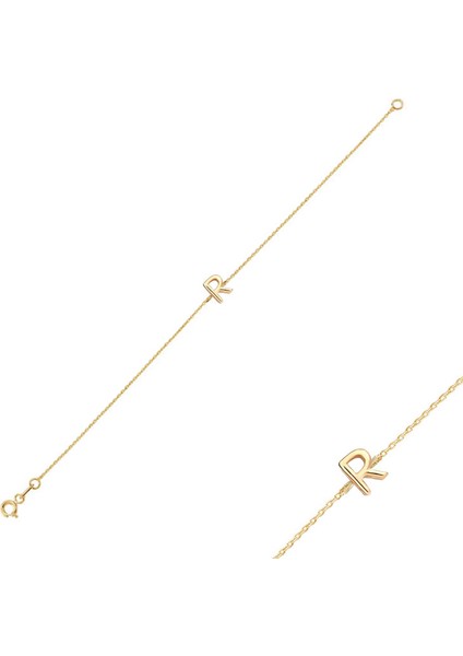 14 Ayar Altın R Harfli Bileklik