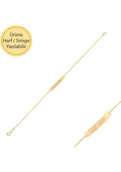 14K Altın Çubuk Plaka Bar Bileklik fiyatları