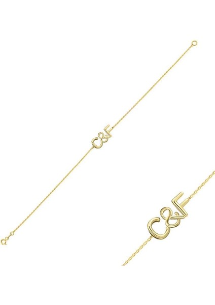 14K Altın Çift Harf İsim Bileklik