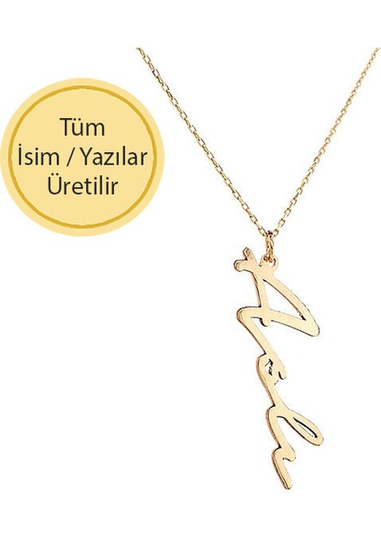 14 Ayar Altın Dikey İsim Kolye indirimleri