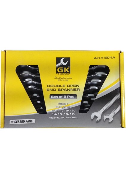 Solid Gk Tools 8 Parça Açık Ağız Anahtar Takımı