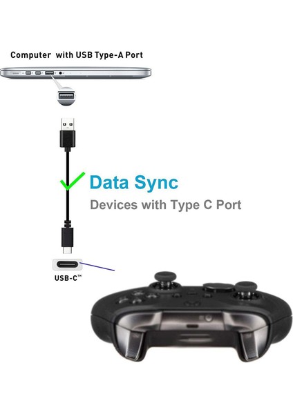 Sony Ps5 - Microsoft Xbox Series S - Ps5 Playstation 5 Uyumlu 3 metre Type-C Usb-C Şarj USB Kablosu