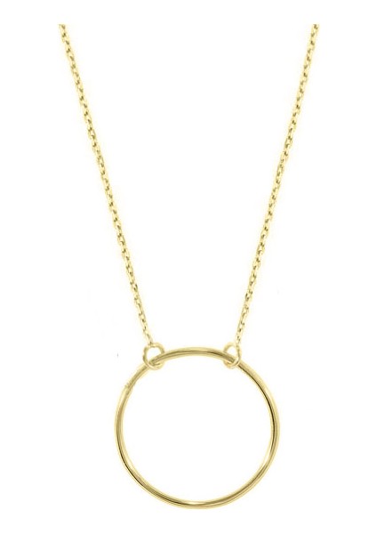 14K Sade Altın Halka Geometrik Kolye
