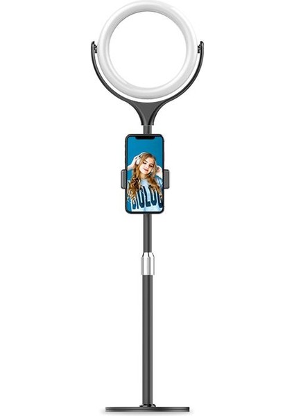 Ring Light LED 7’’ 18 cm Ayaklı Işık Halkası Masa Üstü Çok Amaçlı Şık Tasarım Metal Teleskobik Ayak