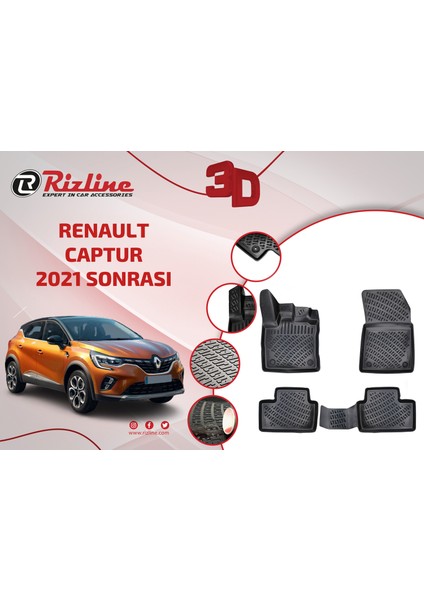 Renault Captur 3D Havuzlu Paspas 2020 Sonrası