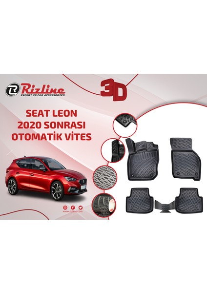 Seat Leon Otomatik Vites 3D Havuzlu Paspas 2021 Sonrası