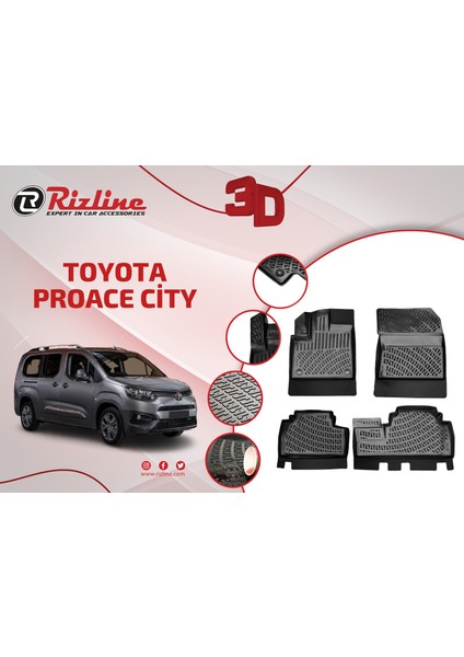 Toyota Proace City 3D Havuzlu Paspas 2019 Sonrası