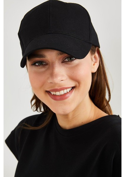 Düz Renk Basic Pamuklu Unisex Siyah Şapka