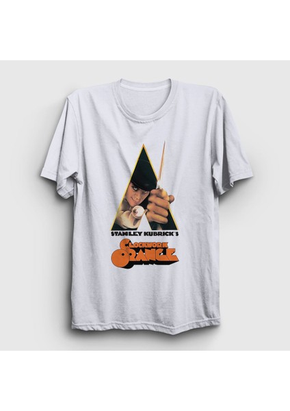 Unisex Beyaz Cover Film Otomatik Portakal A Clockwork Orange T-Shirt