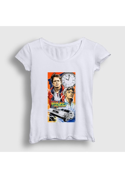Kadın Beyaz Team Film Geleceğe Dönüş Back To The Future T-Shirt