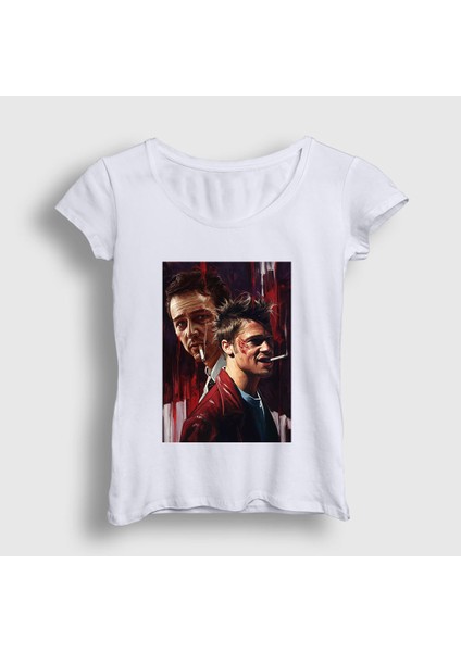 Kadın Beyaz Tyler Film Dövüş Kulübü Fight Club T-Shirt