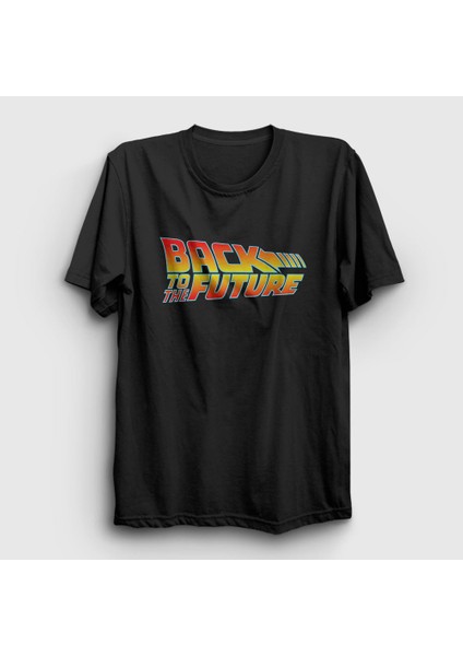 Unisex Siyah Logo Film Geleceğe Dönüş Back To The Future T-Shirt