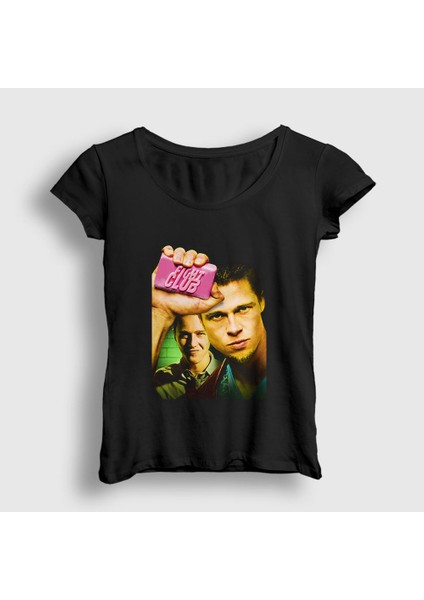 Kadın Siyah Cover Film Dövüş Kulübü Fight Club T-Shirt